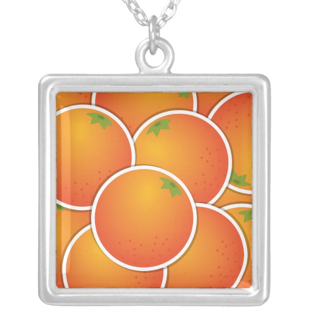 Funky oranges silver plated necklace (Front)