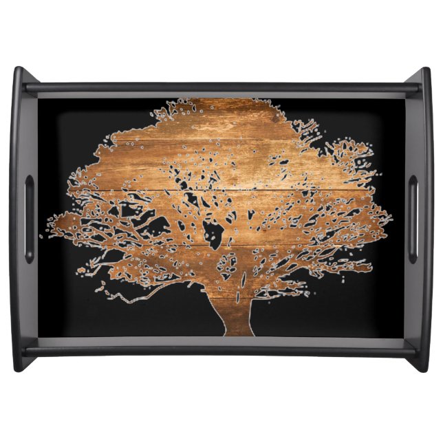 Funky Overlay Wood Tree Serving Tray (Front)