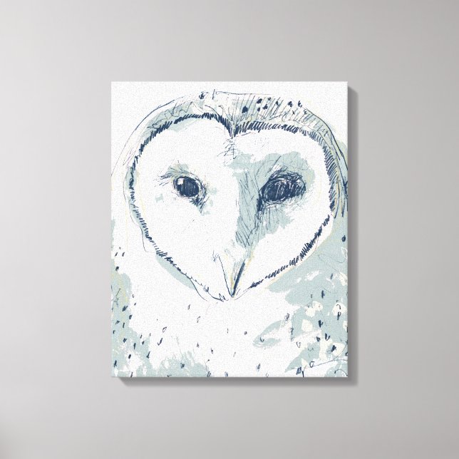 Funky Owl Portrait Canvas Print (Front)