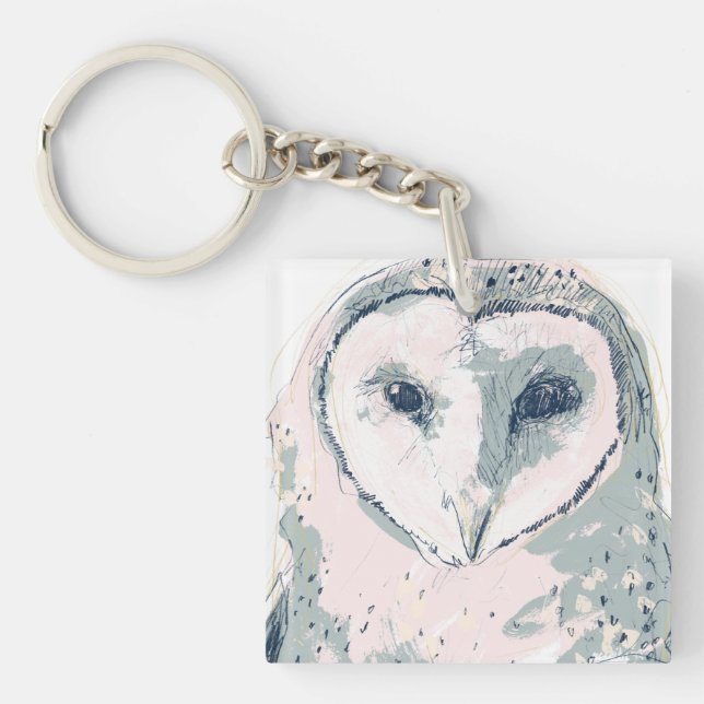 Funky Owl Portrait Keychain (Front)