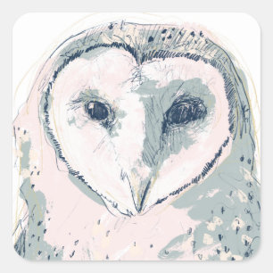 Funky Owl Portrait Square Sticker