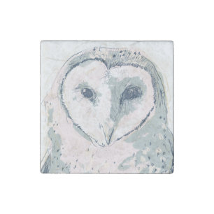 Funky Owl Portrait Stone Magnet