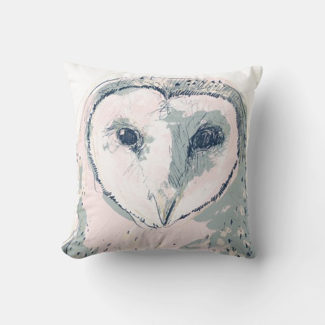 Funky Owl Portrait Throw Pillow (Front)