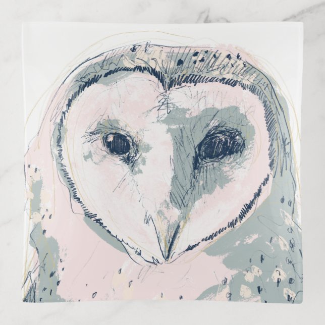 Funky Owl Portrait Trinket Tray (Front)