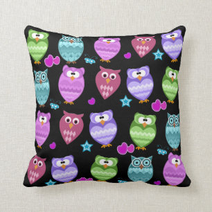 funky owls throw pillow