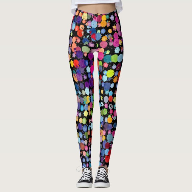 Funky Paint Splatters Leggings (Front)