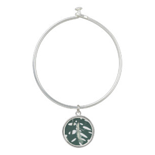 Funky Pale Green Swiss Cheese Plant Bangle Bracelet