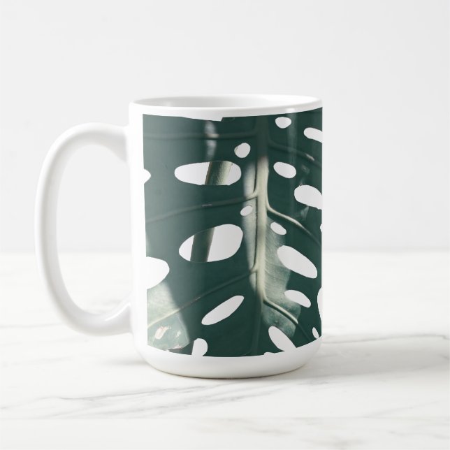 Funky Pale Green Swiss Cheese Plant Coffee Mug (Left)