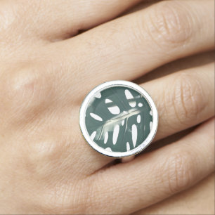 Funky Pale Green Swiss Cheese Plant Ring