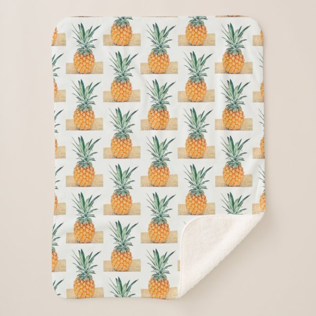Funky Pale Green Yellow Pineapple Yummy Blanket (Front)