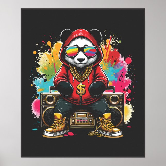 Funky Panda Music Vibes Poster (Front)