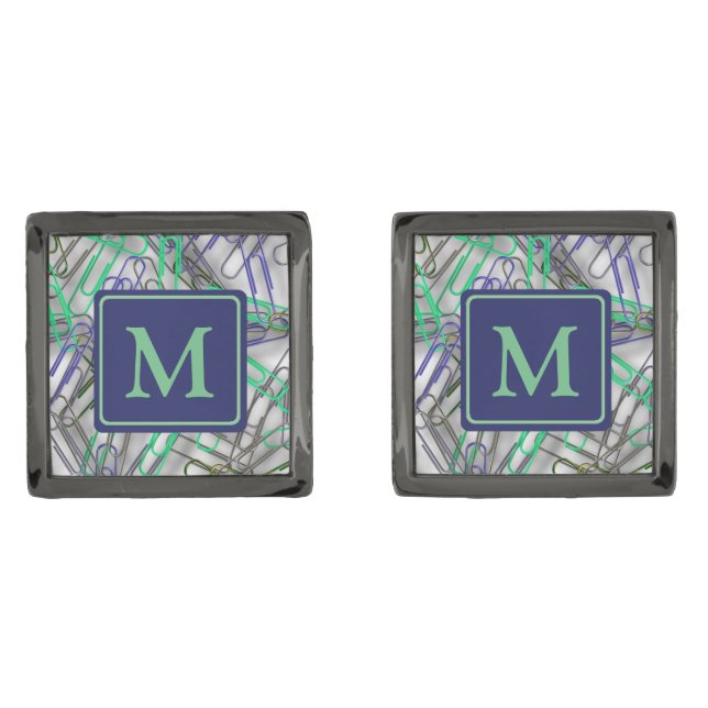 Funky Paperclips Monogram Cufflinks (Front)