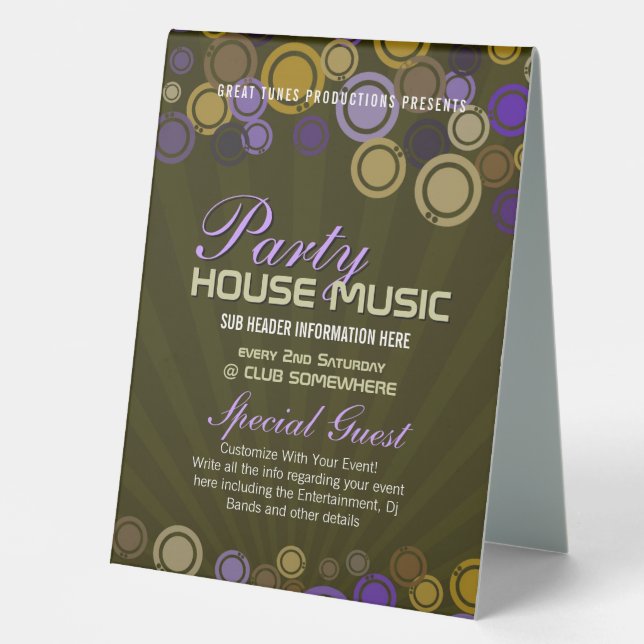 Funky Party Music Club Event Flyer Table Tent (Front)