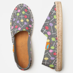 Funky Pastel Coloured Candy Lollipops on Grey Espadrilles