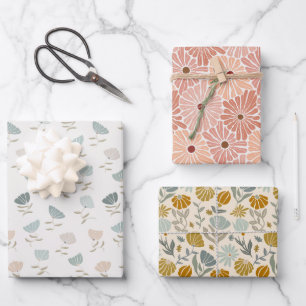 Funky Pastel Daisies Wrapping Paper Sheets
