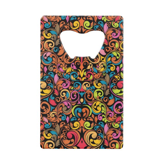 Funky pattern credit card bottle opener (Front)