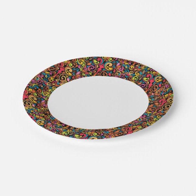 Funky pattern paper plates (Angled)