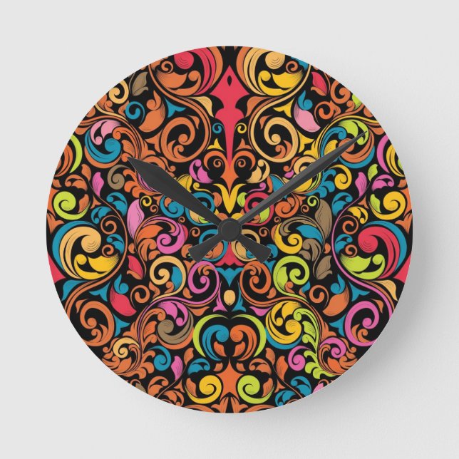 Funky pattern round clock (Front)