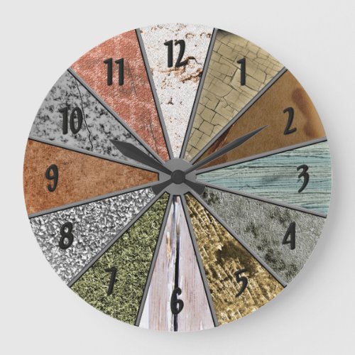 Funky Patterns Colorful Grunge Textures Wall Clock