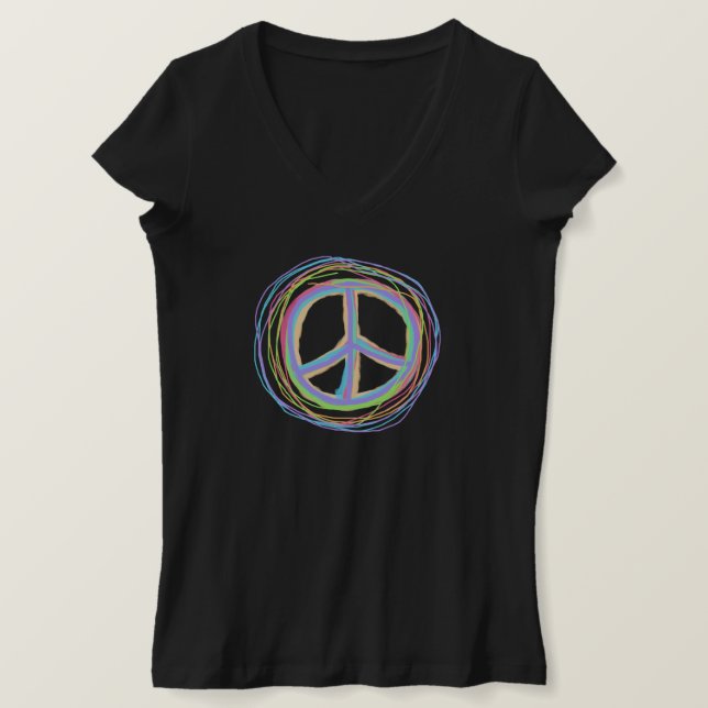 Funky Peace Sign Abstract Art to Wear T-Shirt (Design Front)