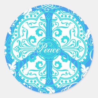 Funky Peace Sign Classic Round Sticker