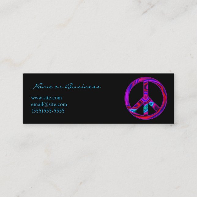 Funky Peace Symbol Mini Business Card (Front)