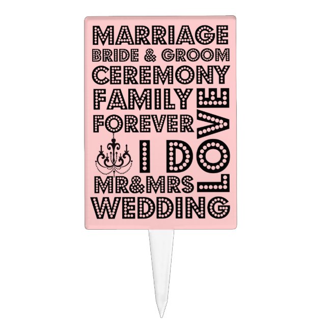 Funky Peach Wedding Cake Topper (Front)