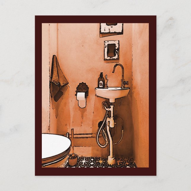 Funky Peachy Bathroom Postcard (Front)