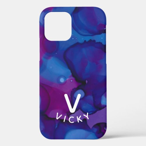 Funky personalised abstract marbled alcohol ink iPhone 12 case