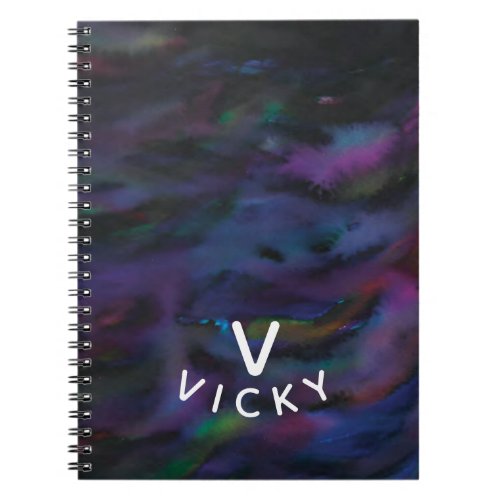 Funky personalized abstract smokey water color notebook
