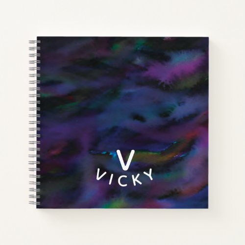 Funky personalized abstract smokey water color notebook