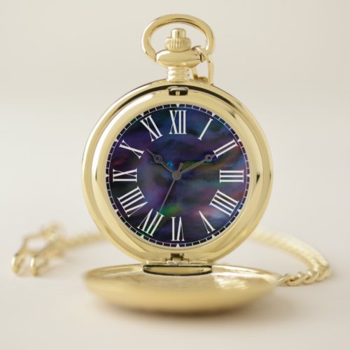 Funky personalized abstract smokey water color po pocket watch