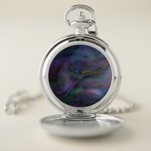 Funky personalized abstract smokey water color pocket watch