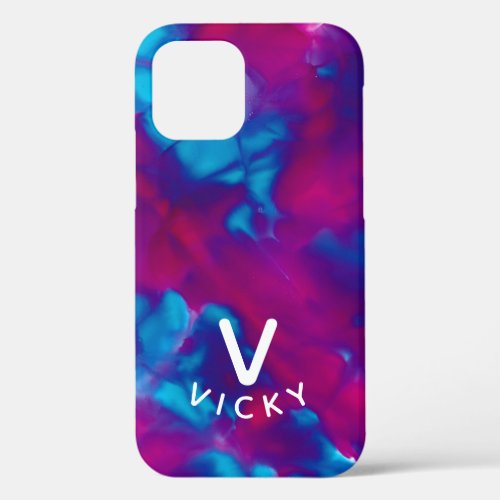 Funky personalized heart abstract marbled ink  iPh iPhone 12 Case
