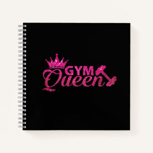 Funky Personalized Hot Pink Faux Glitter Gym Queen Notebook