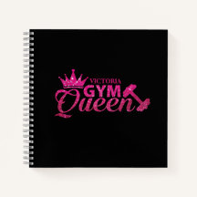 Funky Personalized Hot Pink Faux Glitter Gym Queen