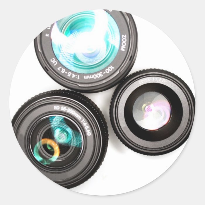 funky photography lens set round sticker