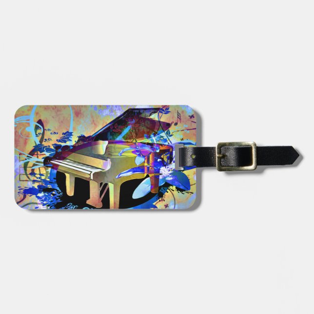 Funky Piano Luggage Tag (Front Horizontal)