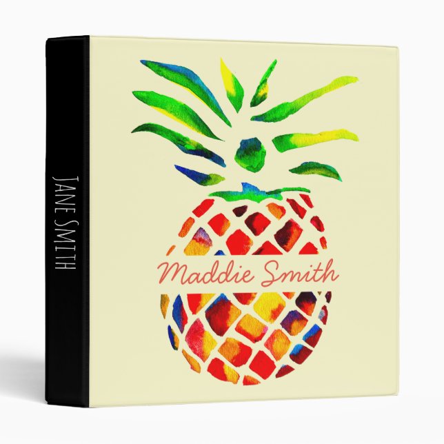 Funky pineapple 3 ring binder (Front/Spine)
