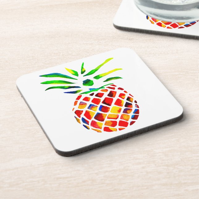 Funky pineapple art beverage coaster (Left Side)