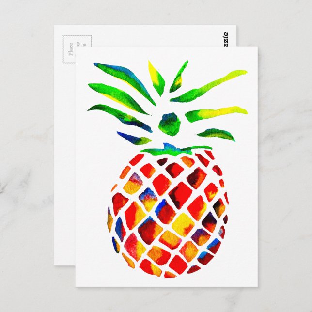 Funky pineapple art postcard (Front/Back)