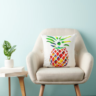 Funky pineapple art throw pillow