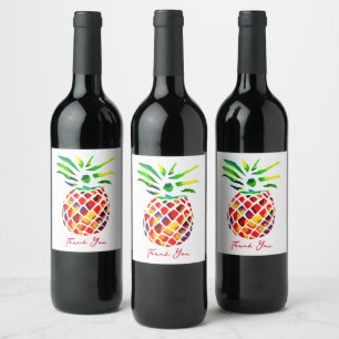Funky pineapple art wine label