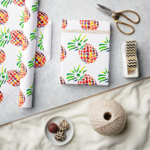 Funky pineapple art wrapping paper