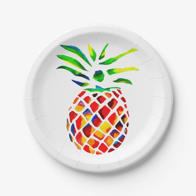Funky pineapple cool art paper plates (Front)