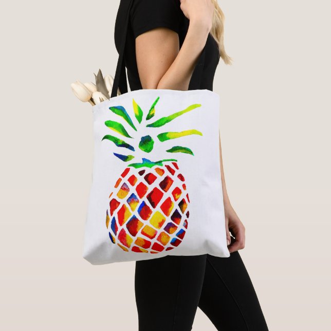Funky pineapple cool art tote bag (Close Up)