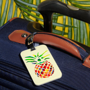Funky pineapple luggage tag