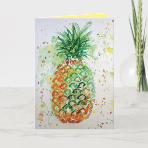 Funky Pineapple Watercolour Birthday Card