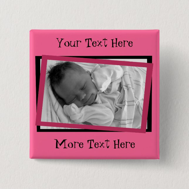 Funky Pink and Black Frame Button (Front)