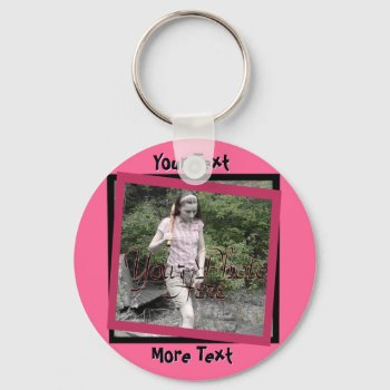 Funky Pink And Black Frame Keychain by Customizables at Zazzle